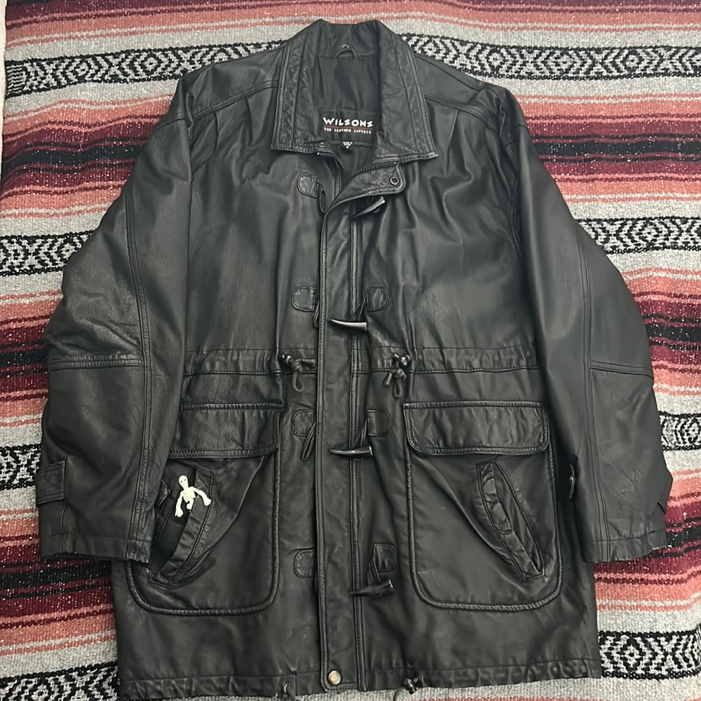 Vintage Wilsons black leather coat/field jacket size S.